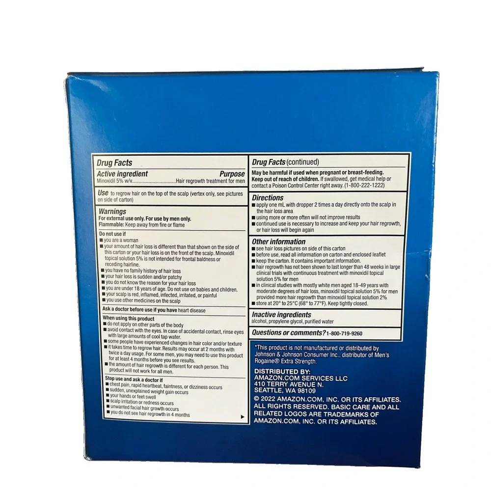 Amazon Basic Care Minoxidil 5% Hair Regrowth 12 oz Compare to Rogaine 6 Month